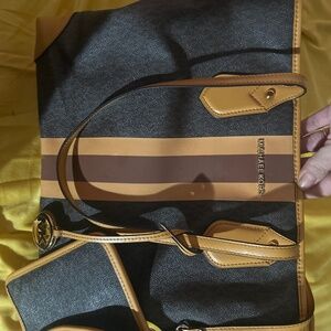 Michael Kors Eva Signature and Croc Embossed Large Studded Tote